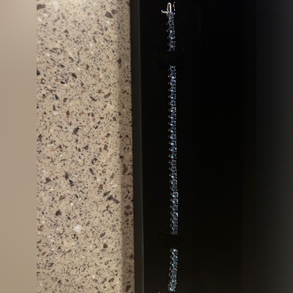 ZALES BLUE TOPAZ STERLING SILVER TENNIS BRACELET - Picture 2 of 6